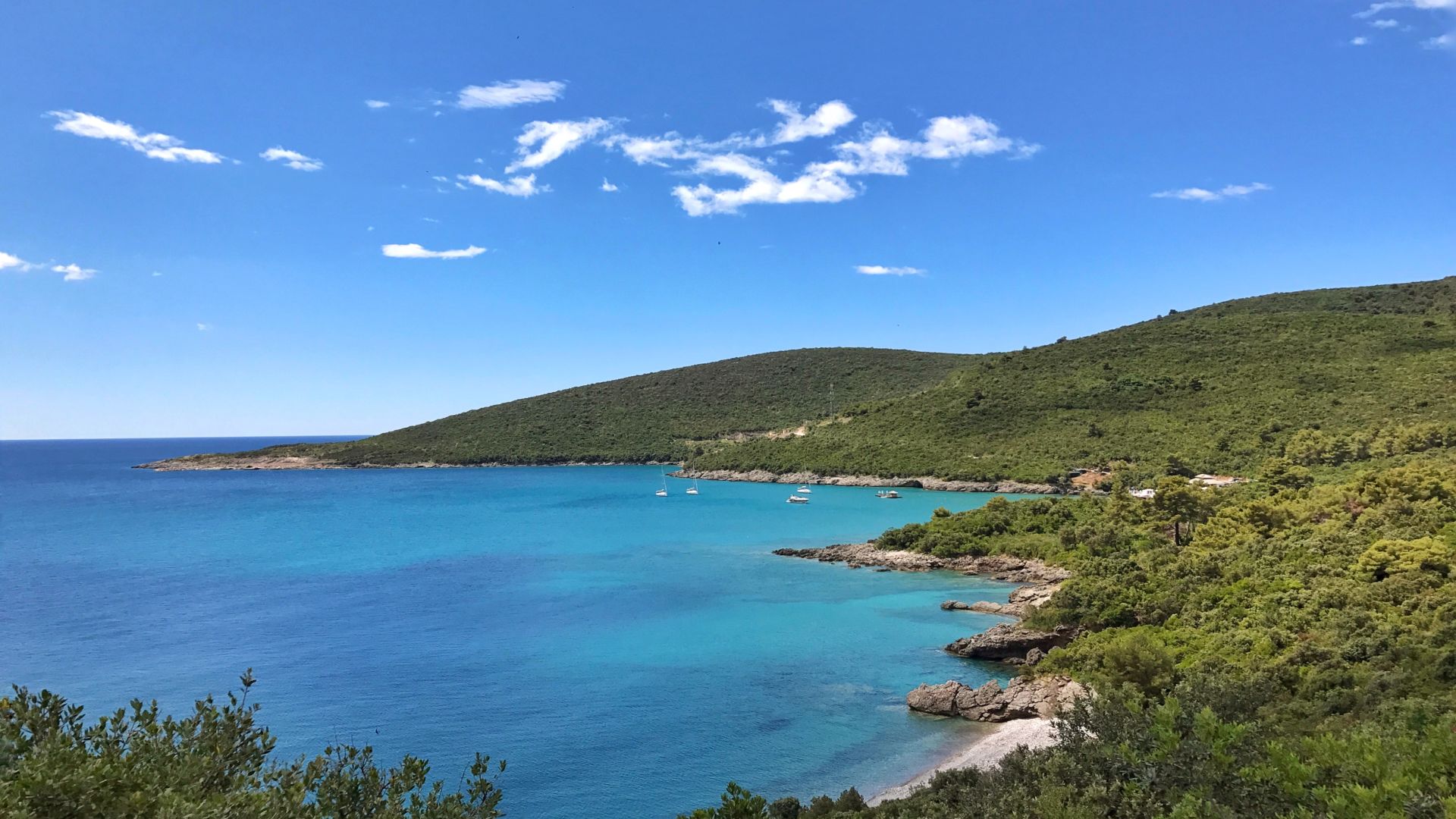 Green Mountains surround The Sea At Lustica Bay Peninsula