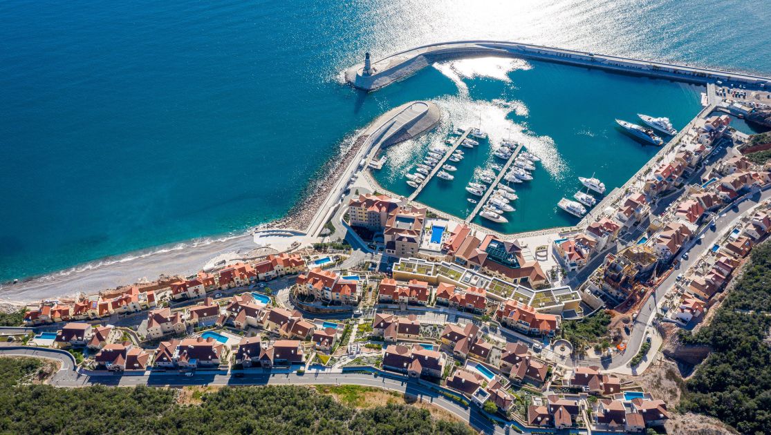 lustica bay town from above