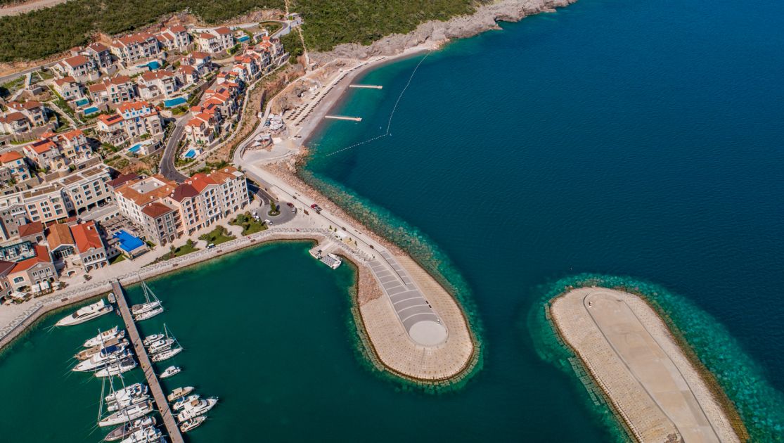 Aerial View For the Beach And the Chedi Lustica Bay Hotel