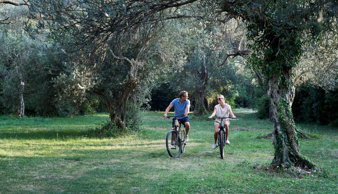 Two People Riding Bikes in montenegrin forests