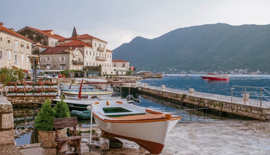 small fishing Boats In A Harbor at montenegro 